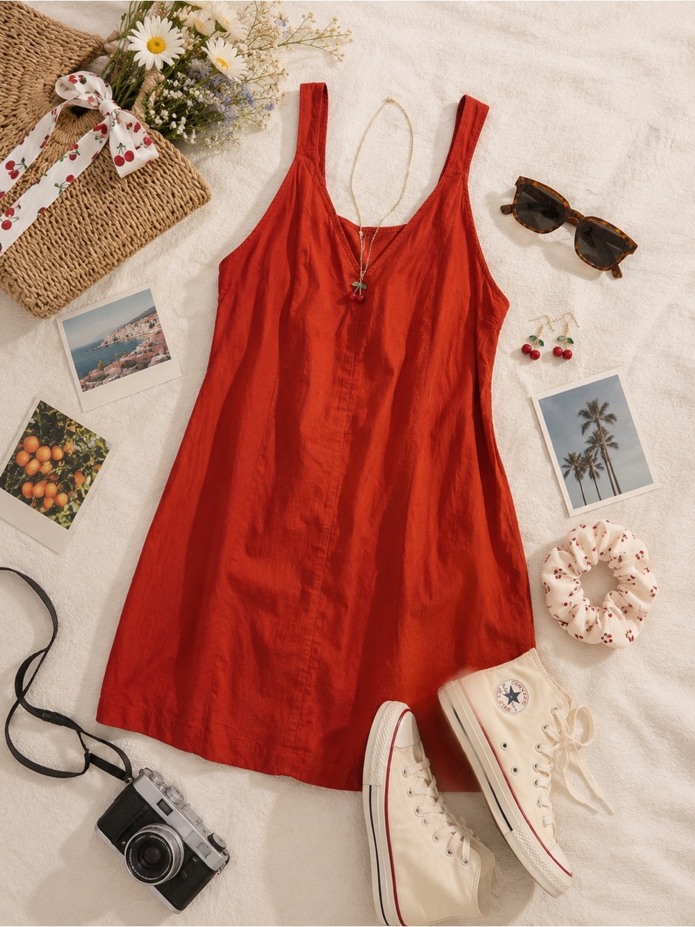 Wenrine Rust Sleeveless V-Neck Corduroy Shift Dress NWT